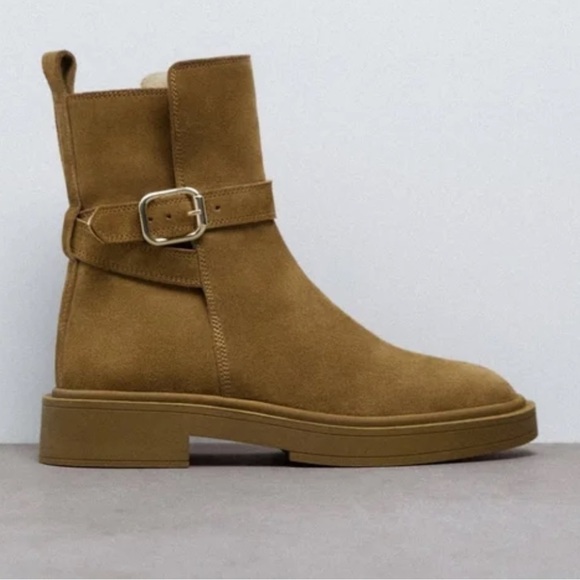 🤎 Fleece Lined Split Leather Ankle Boots - Picture 2 of 5